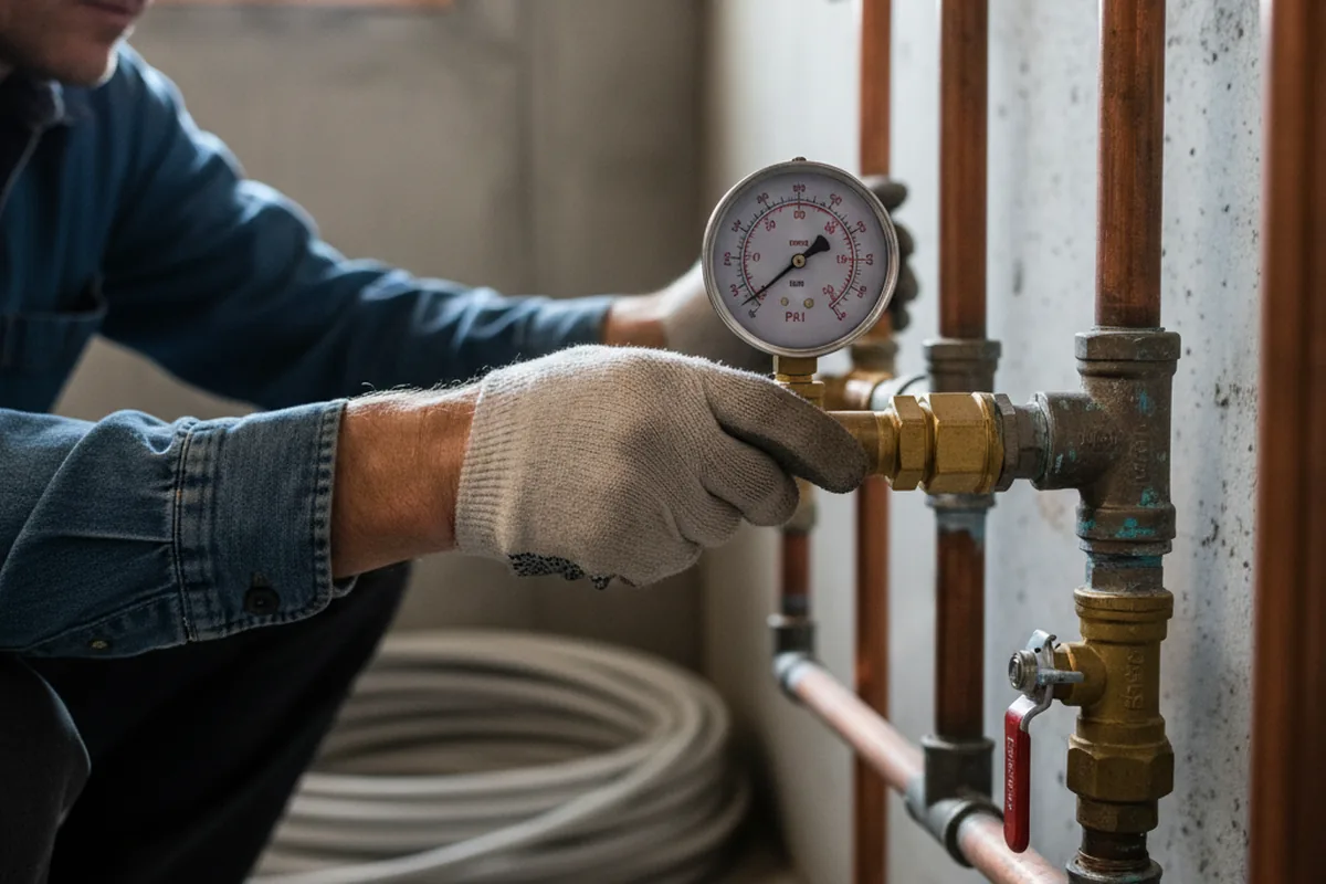 Pressure testing a repaired line during Water Line Repair in Hiram